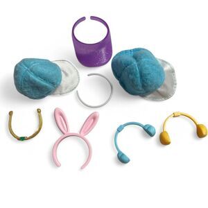 Barbie Blue Cap Ear Muffs Visor Bunny Ears Head Band Tiara Mattel Vintage 90s